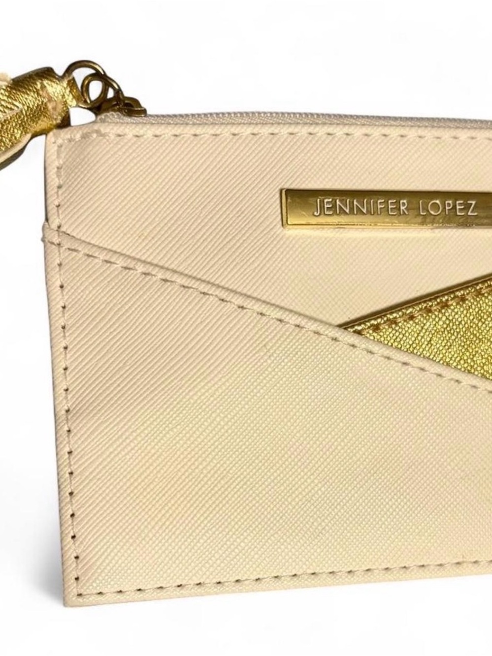 Jennifer Lopez Cream and Gold Slim Card Case